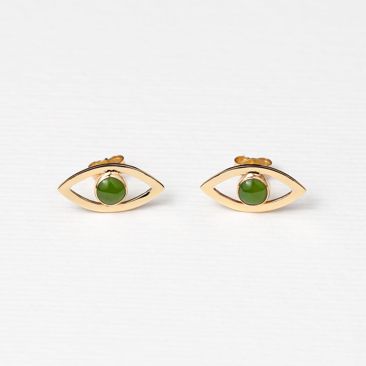 Pounamu Eye Candy Stud Earrings in 9 carat Gold