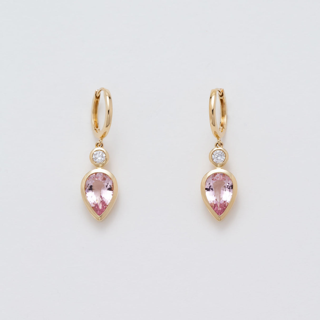 Aphrodite's Tears Morganite and Diamond Drop Earrings