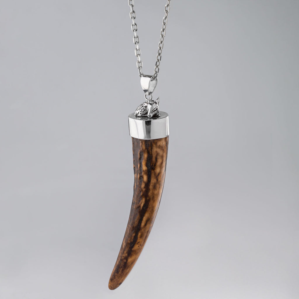 Bambi Pendant with Deer Antler in Sterling Silver