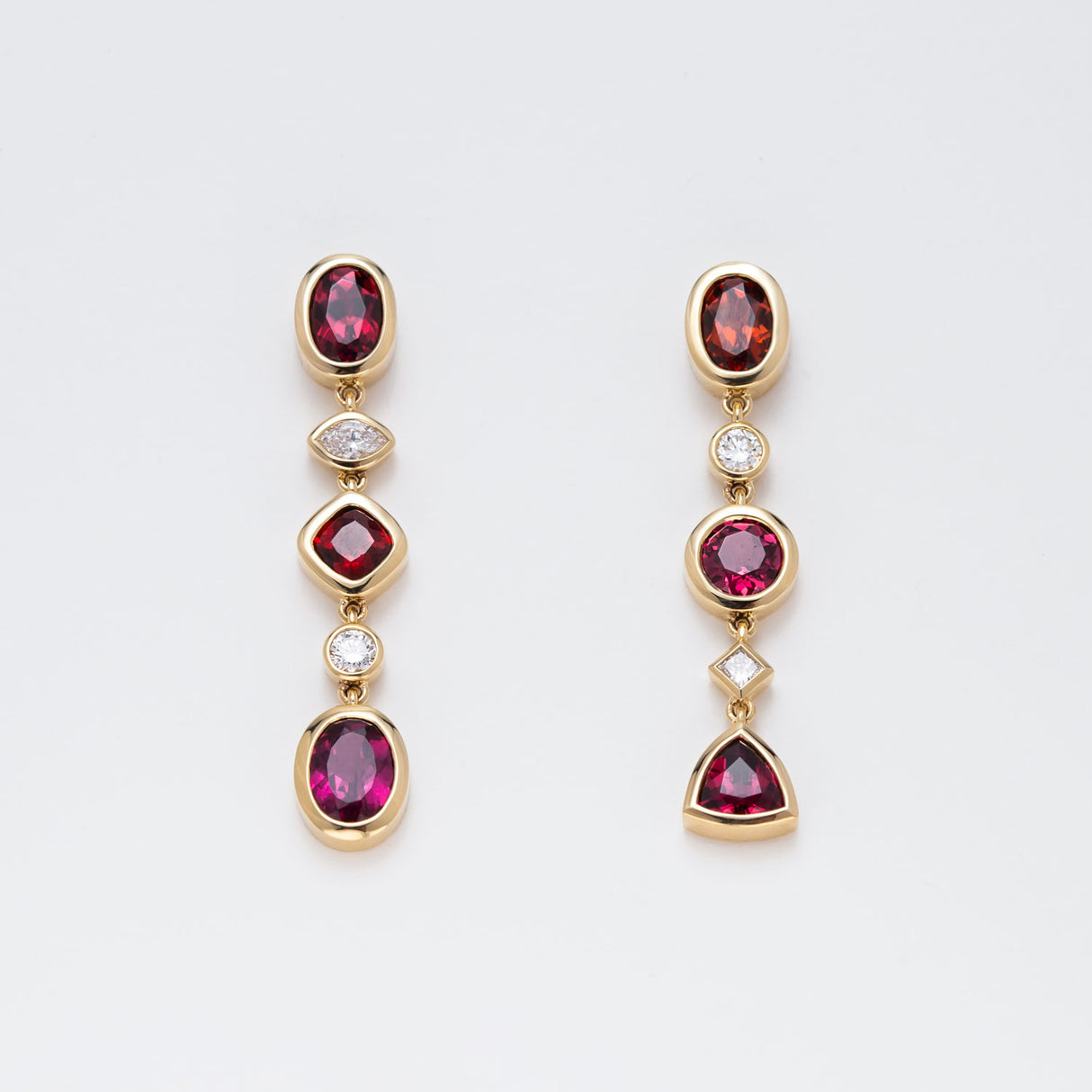 Goddess of Dawn Garnet & Lab Diamond Gold Earrings