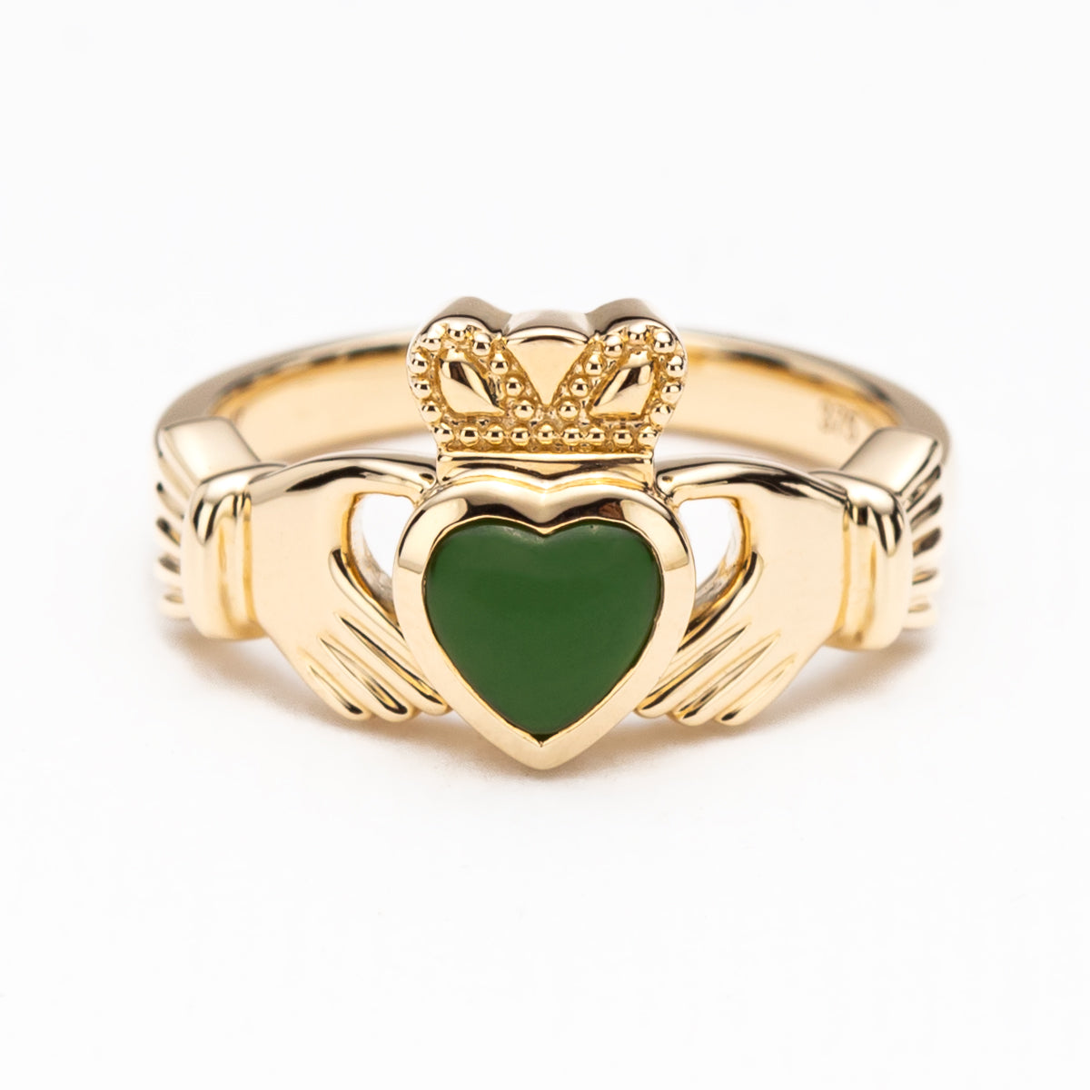 Pounamu Claddagh Gold Ring