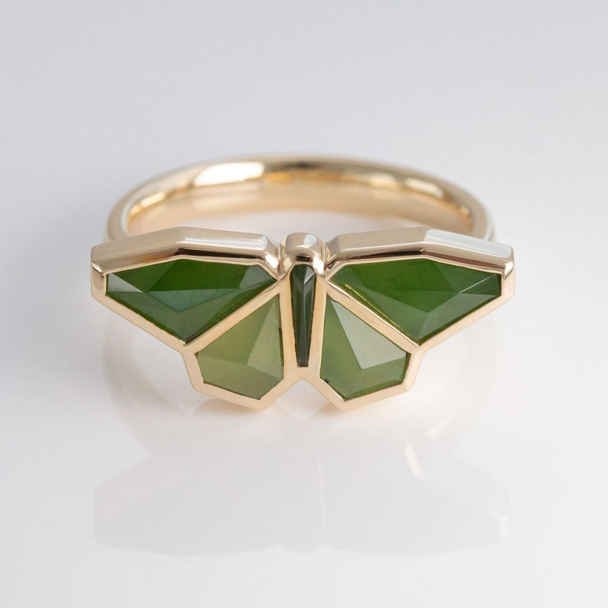 Pounamu Origami Butterfly ring in Yellow Gold or Platinum