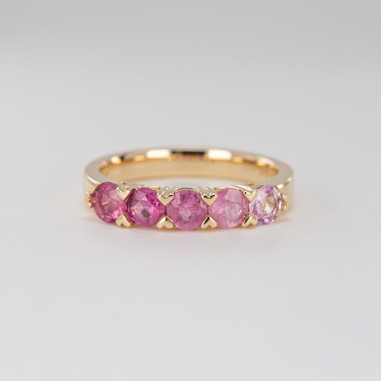 Pink Ombré Sapphire Heart Claw Ring
