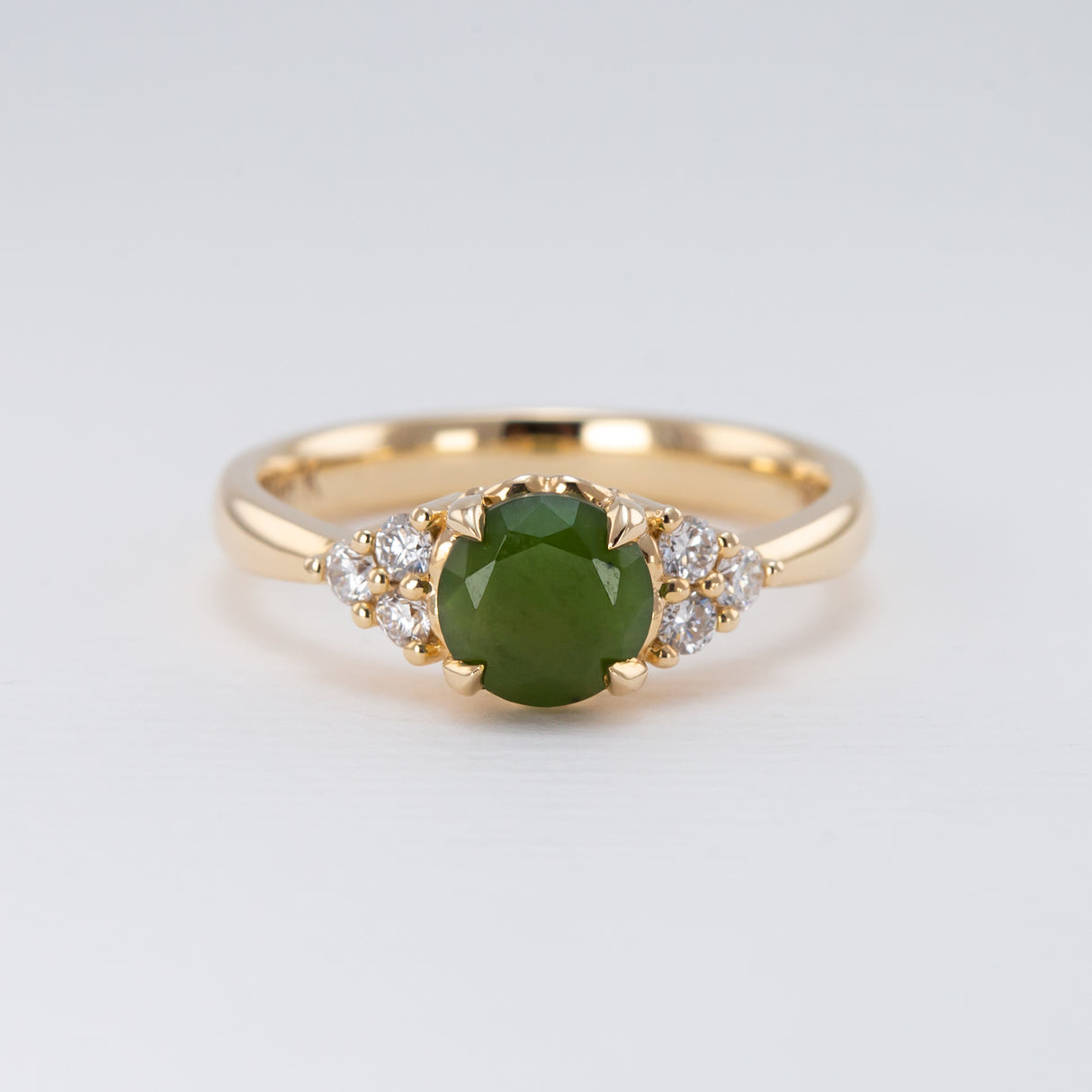 Frosted Dewdrop Ring with Pounamu & Diamonds