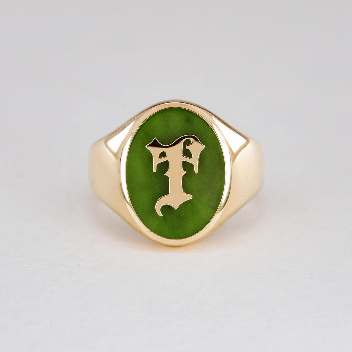 "This is Me" Personalised Pounamu Initial Ring in 9ct Gold