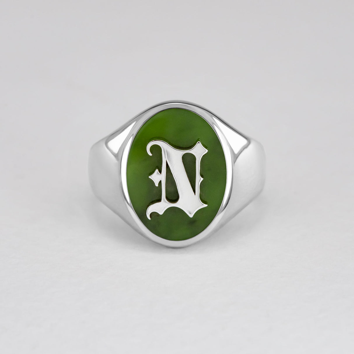"This is Me" Personalised Pounamu Initial Ring in Sterling Silver
