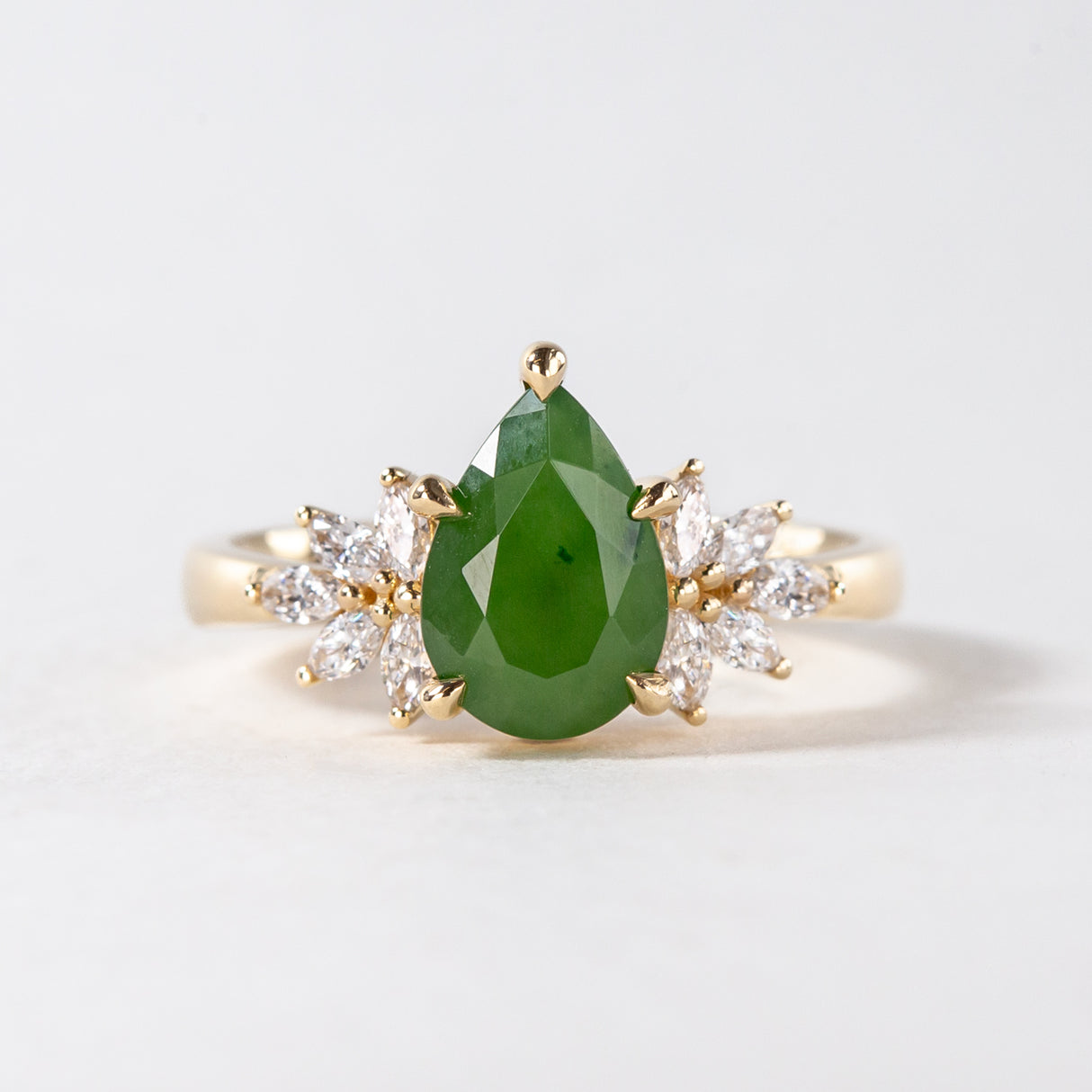 Fern Queen Ring with Pounamu & Diamonds
