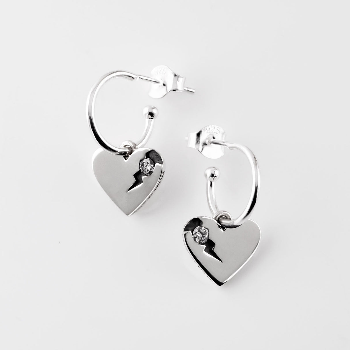 Perfectly Flawed Heart Earrings with Lab Diamonds in Sterling Silver
