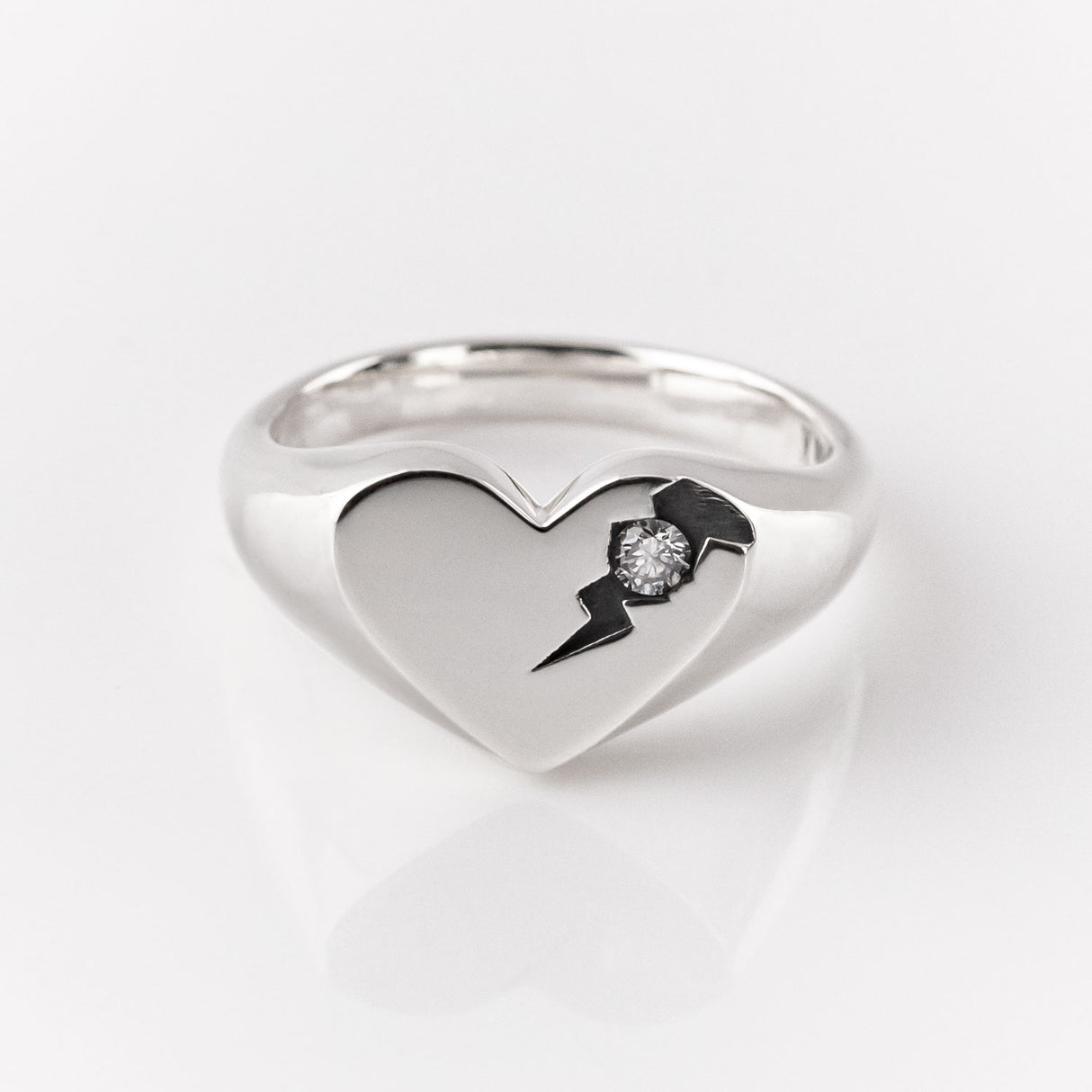 Perfectly Flawed Heart Ring with Lab Diamond in Sterling Silver