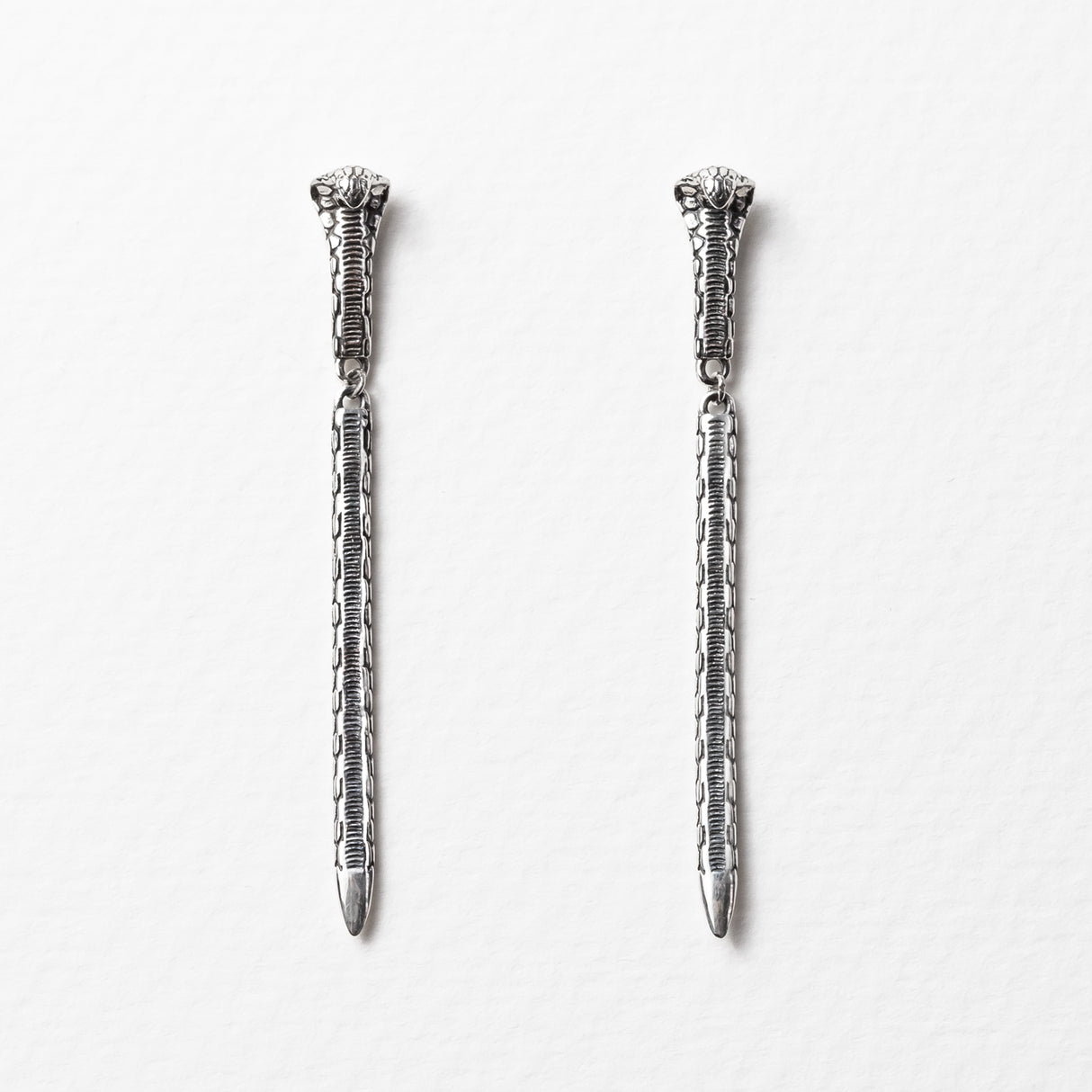 Rising Cobra Earrings in Sterling Silver