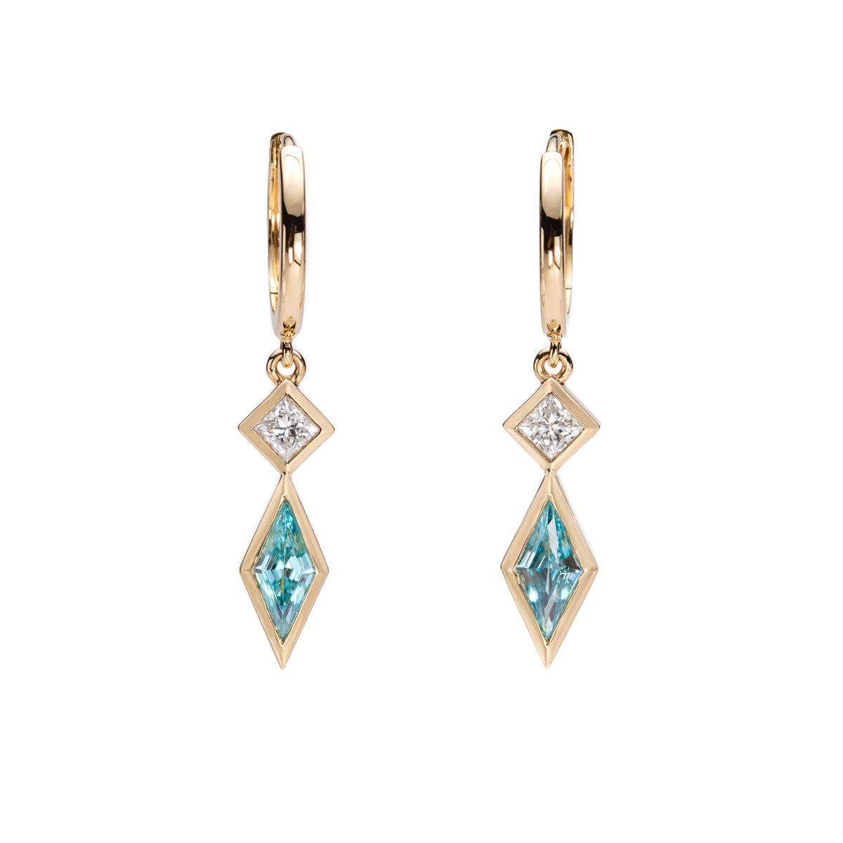 Starry Blue Zircon and Diamond Earrings