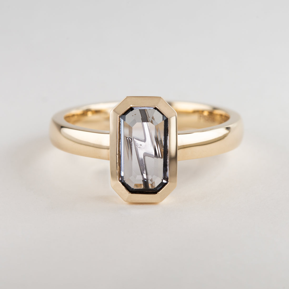 Thunderstorm ring with Grey Spinel in 9ct Gold and Platinum