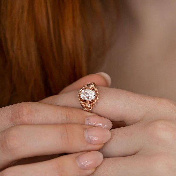 White sapphire rose sale gold engagement rings