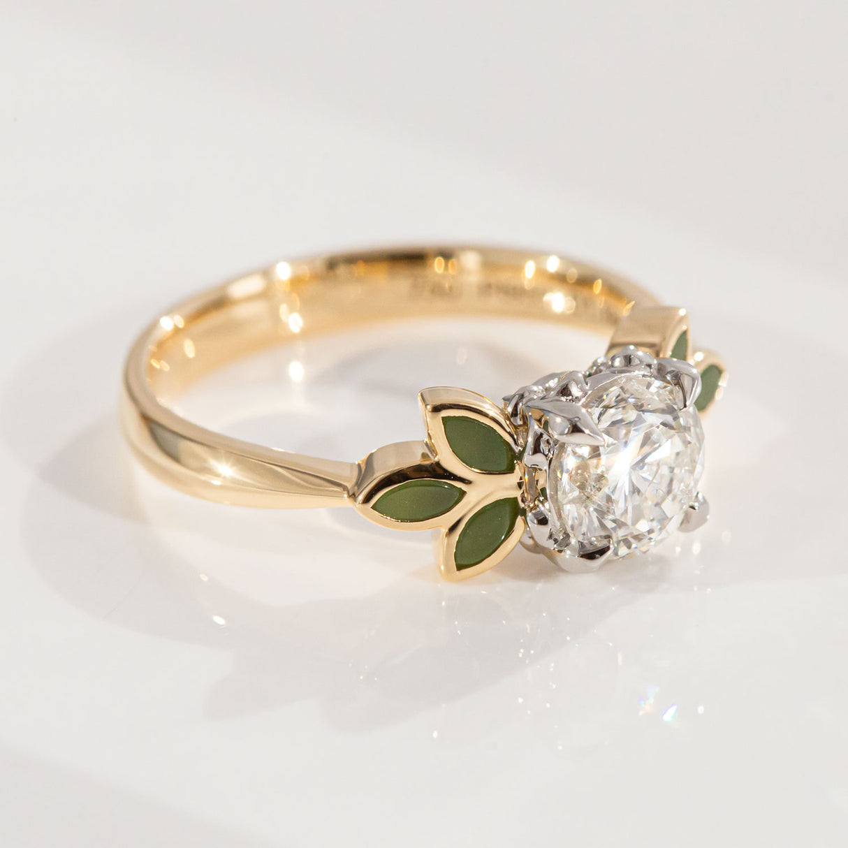 Pounamu Blossom Wreath and 1.0 carat Diamond Ring