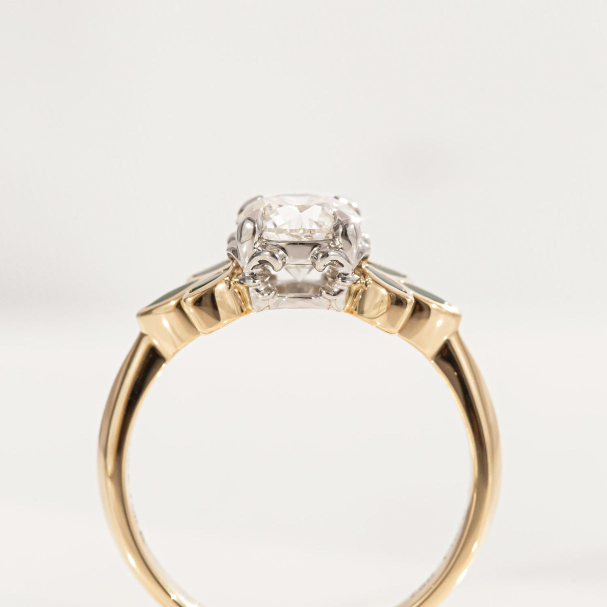 Pounamu Blossom Wreath and 1.0 carat Diamond Ring