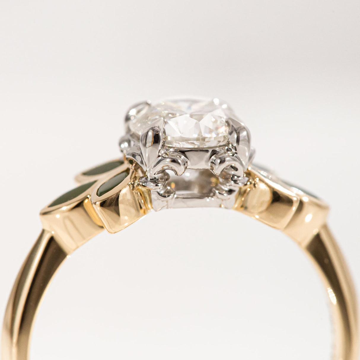 Pounamu Blossom Wreath and 1.0 carat Diamond Ring