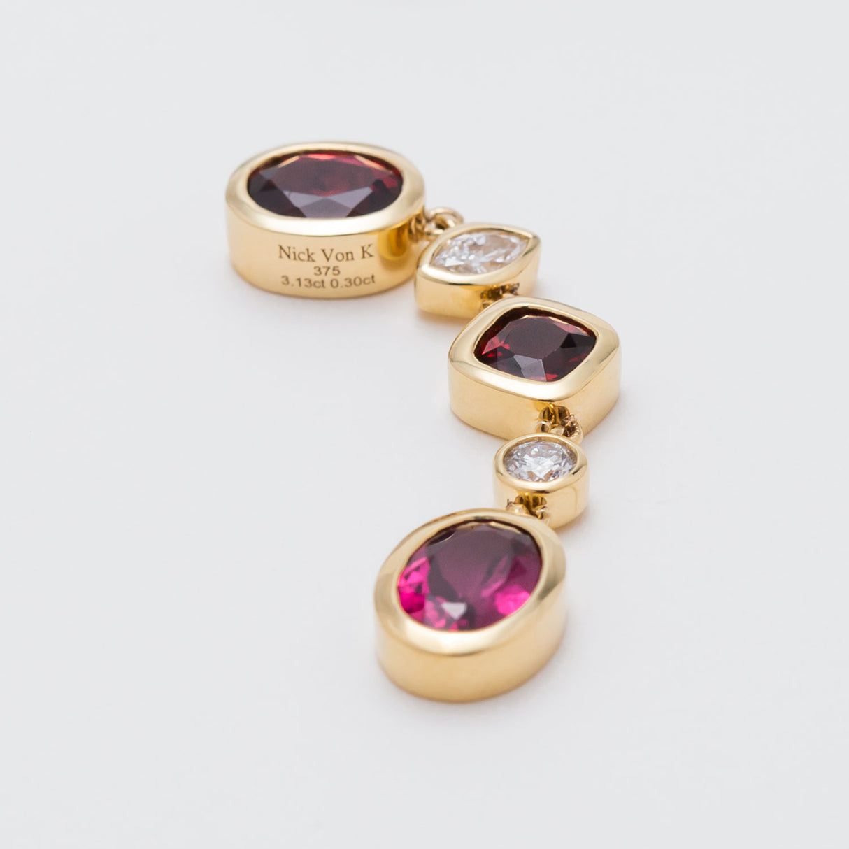 Goddess of Dawn Garnet & Lab Diamond Gold Earrings