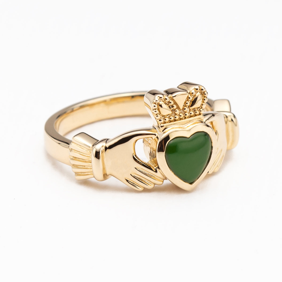 Pounamu Claddagh Gold Ring