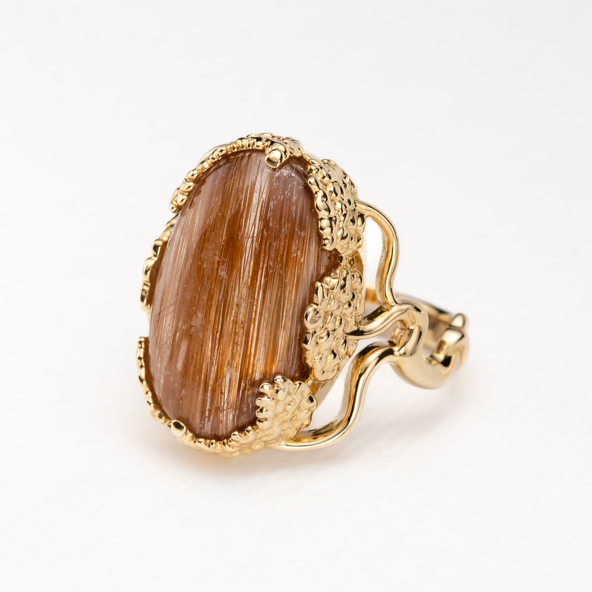 Golden Rutile Quartz Bonsai Ring