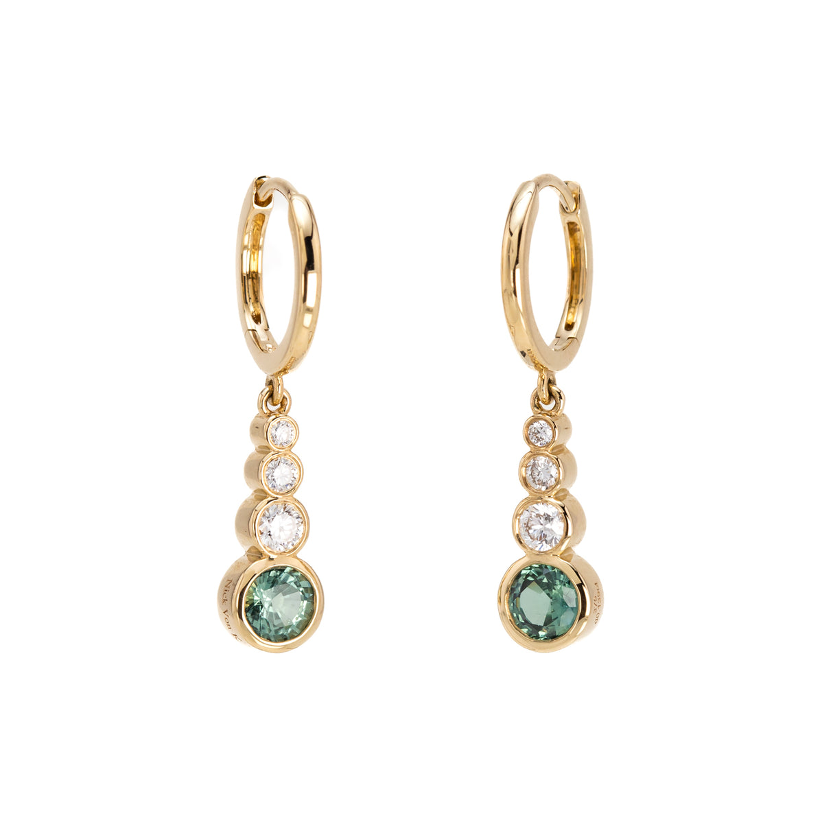 Green Sapphire and Diamond Droplet Earrings