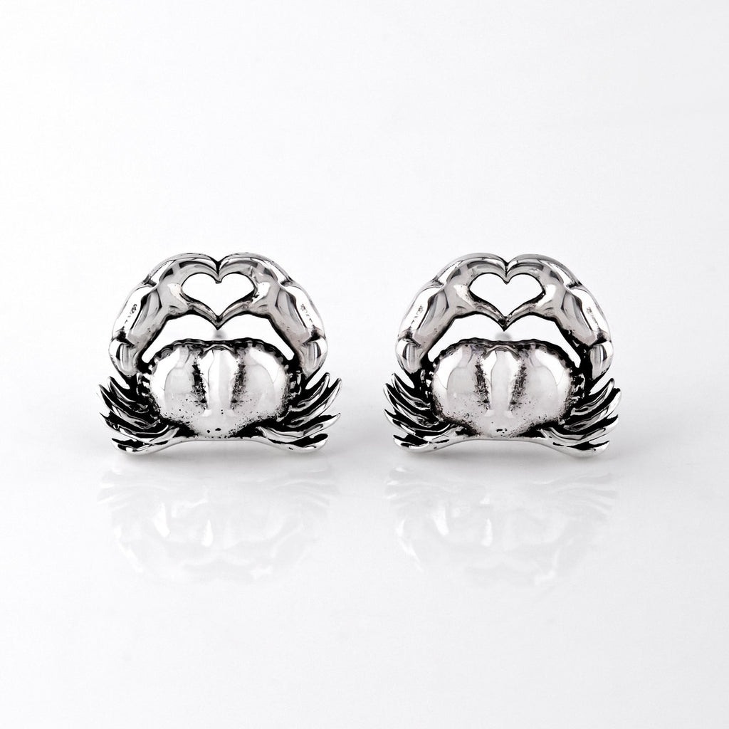 Crab Romance studs in Sterling Silver