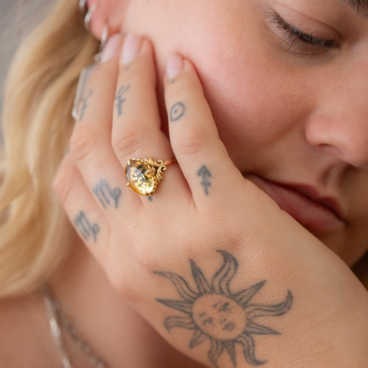 Rampant Lion Citrine Gold Ring