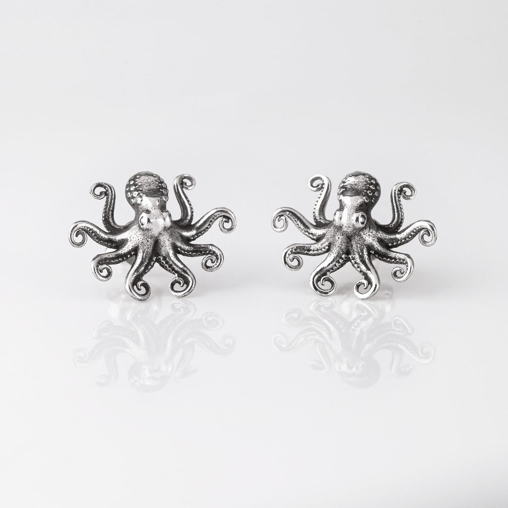 Baby Kraken Octopus Studs in Sterling Silver