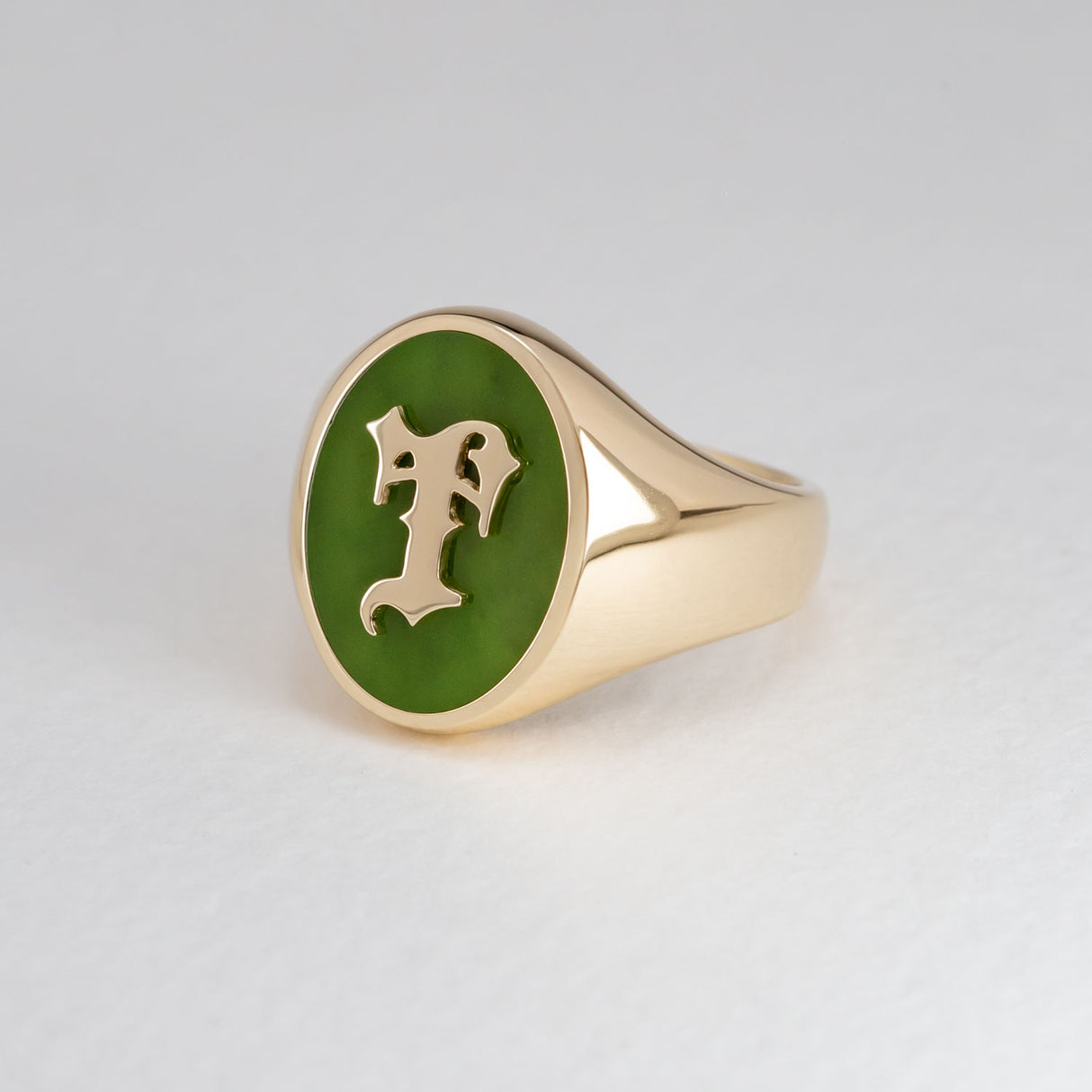 "This is Me" Personalised Pounamu Initial Ring in 9ct Gold