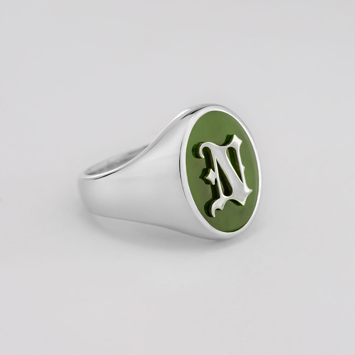 "This is Me" Personalised Pounamu Initial Ring in Sterling Silver
