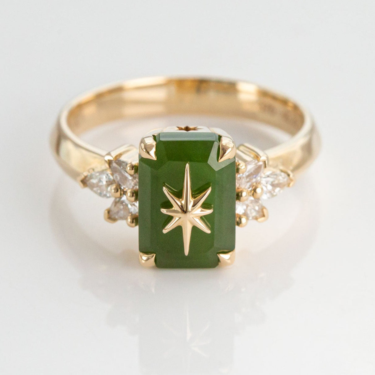 Pounamu Starlight Orchard Diamond ring in Gold or Platinum
