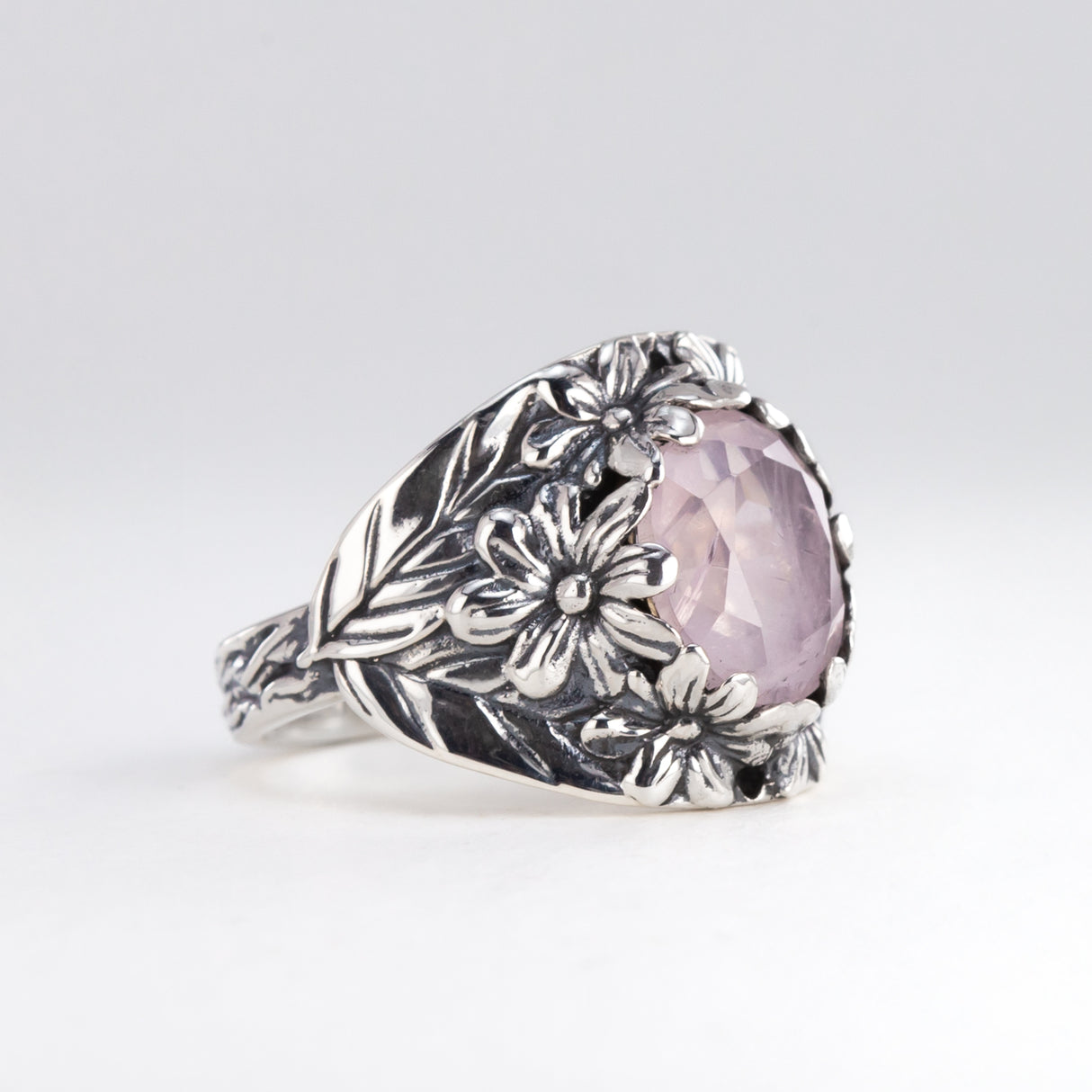 Flower Garden Ring in Rose Quartz