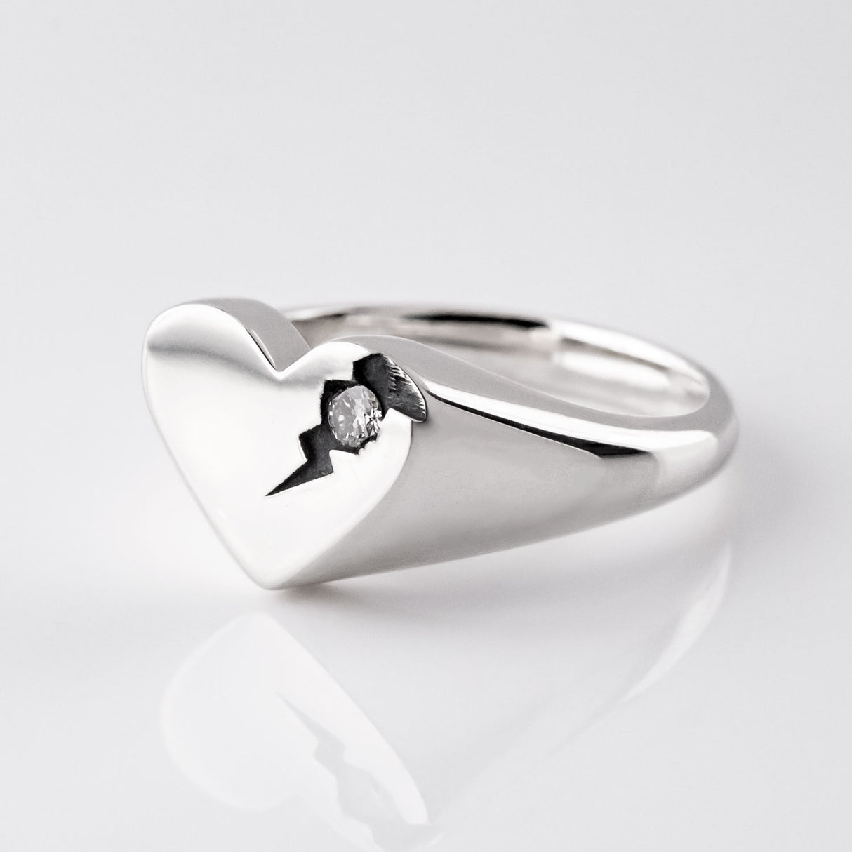 Perfectly Flawed Heart Ring with Lab Diamond in Sterling Silver
