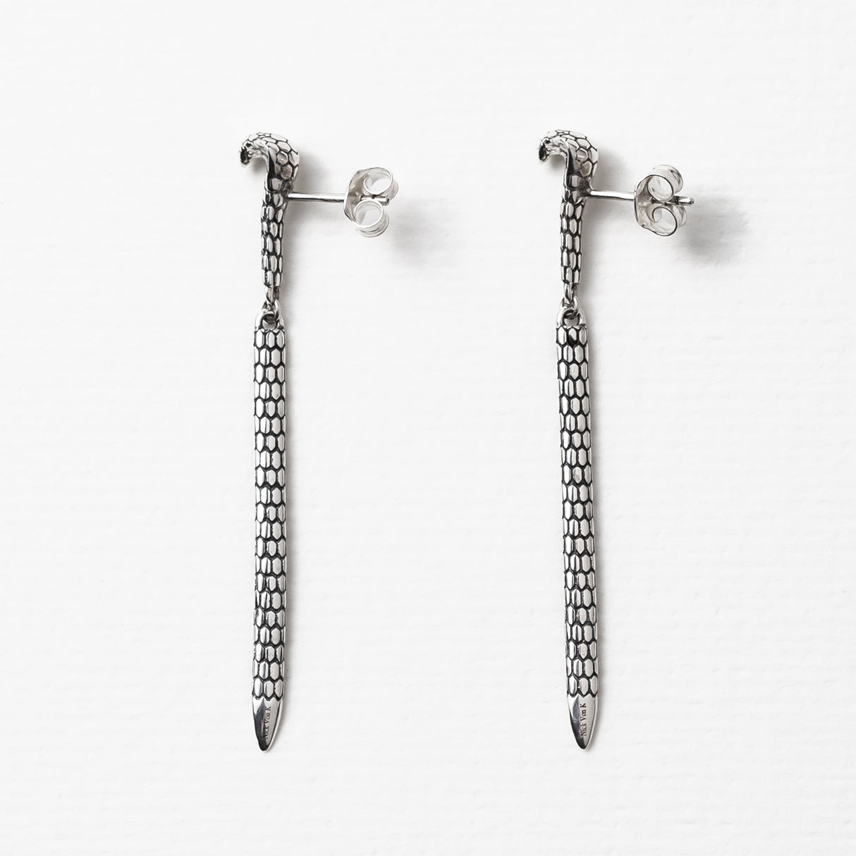 Rising Cobra Earrings in Sterling Silver