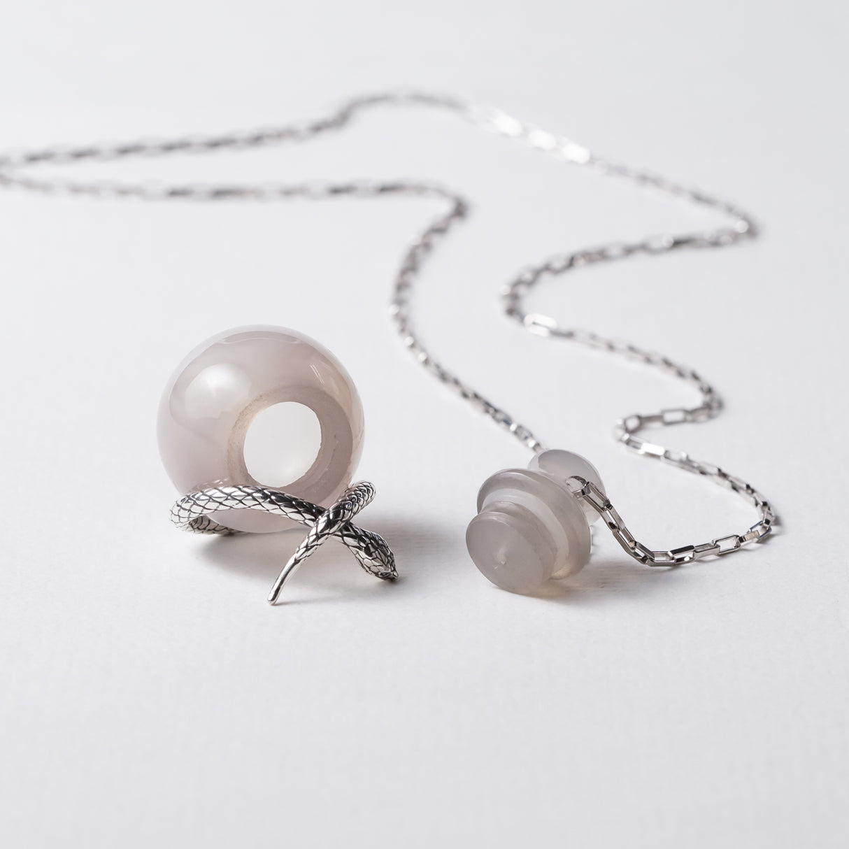 Venom Pendant with Misty Agate in Sterling Silver