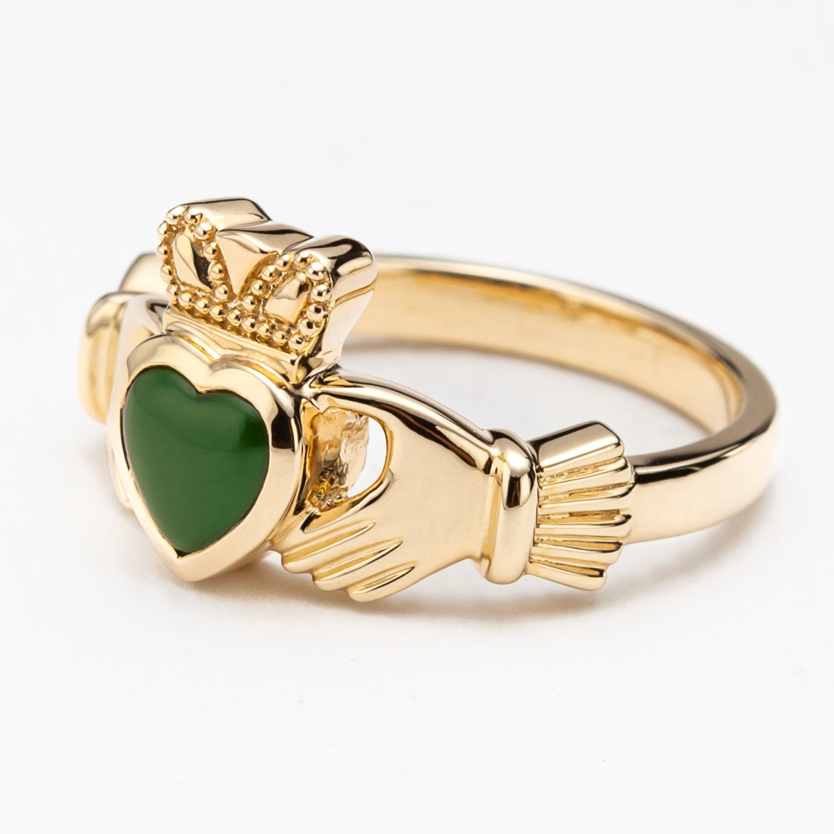 Pounamu Claddagh Gold Ring