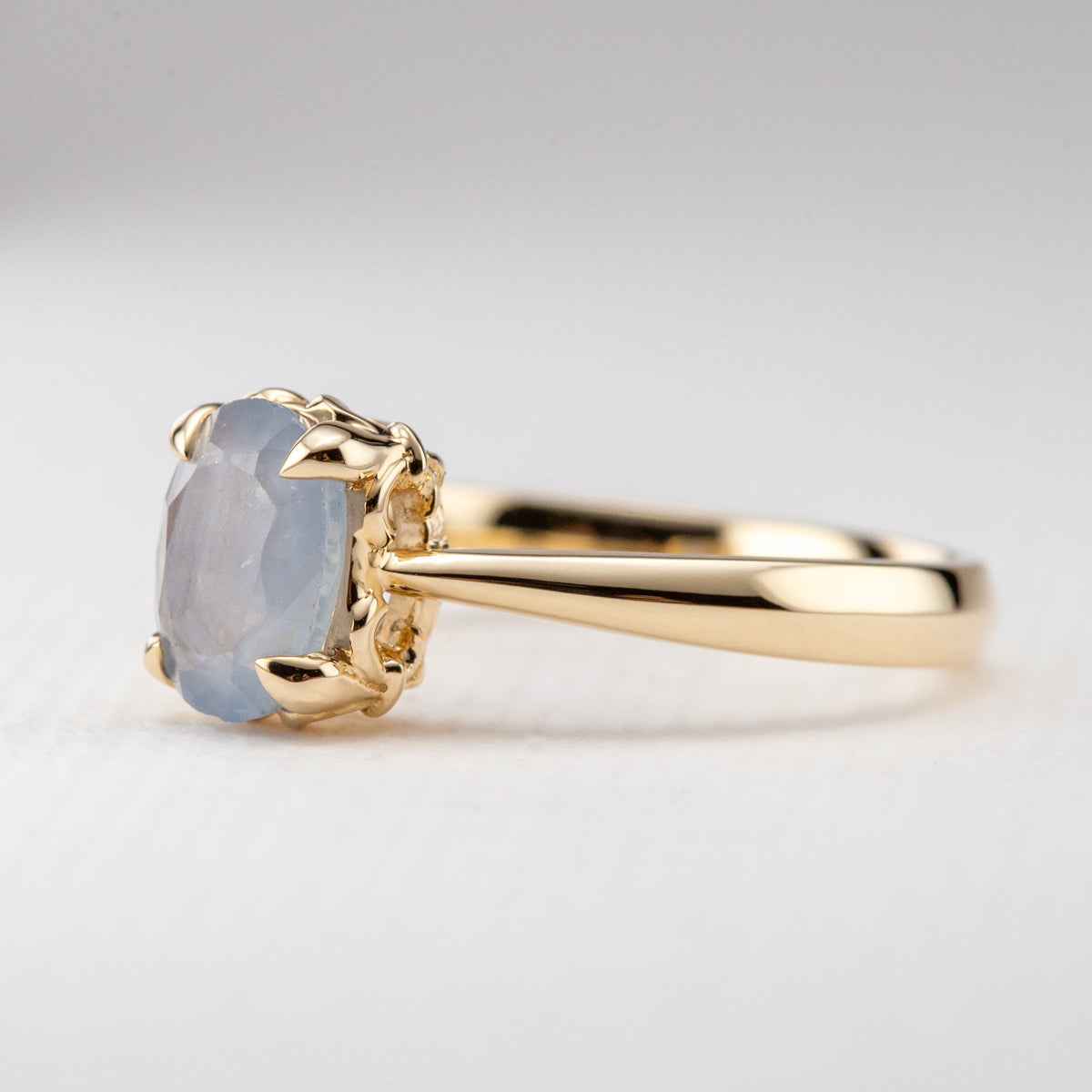 Misty Grey Sapphire Tiny Bloom Ring