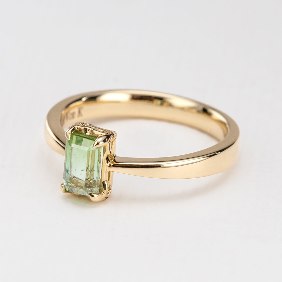 Lime Tourmaline Tiny Bloom Ring