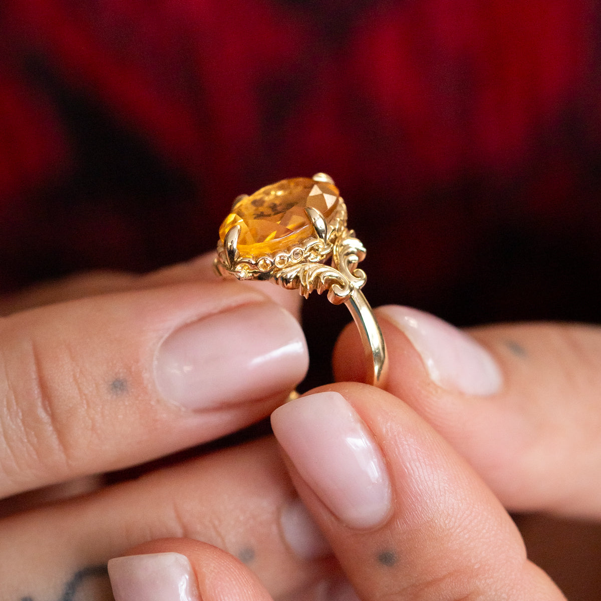 Rampant Lion Citrine Gold Ring