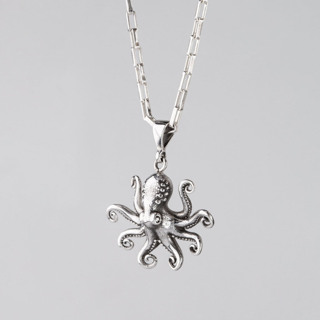 Kraken Octopus Charm Pendant in Sterling Silver