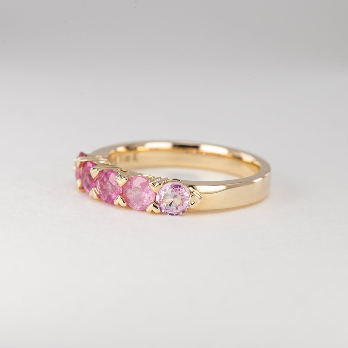 Pink Ombré Sapphire Heart Claw Ring