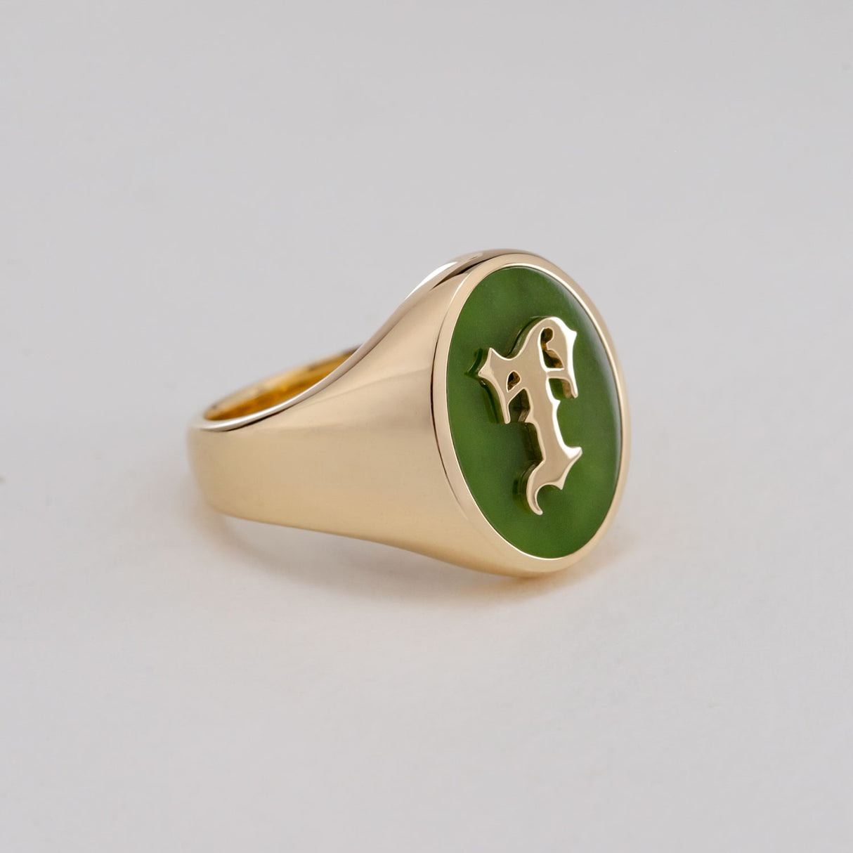 "This is Me" Personalised Pounamu Initial Ring in 9ct Gold