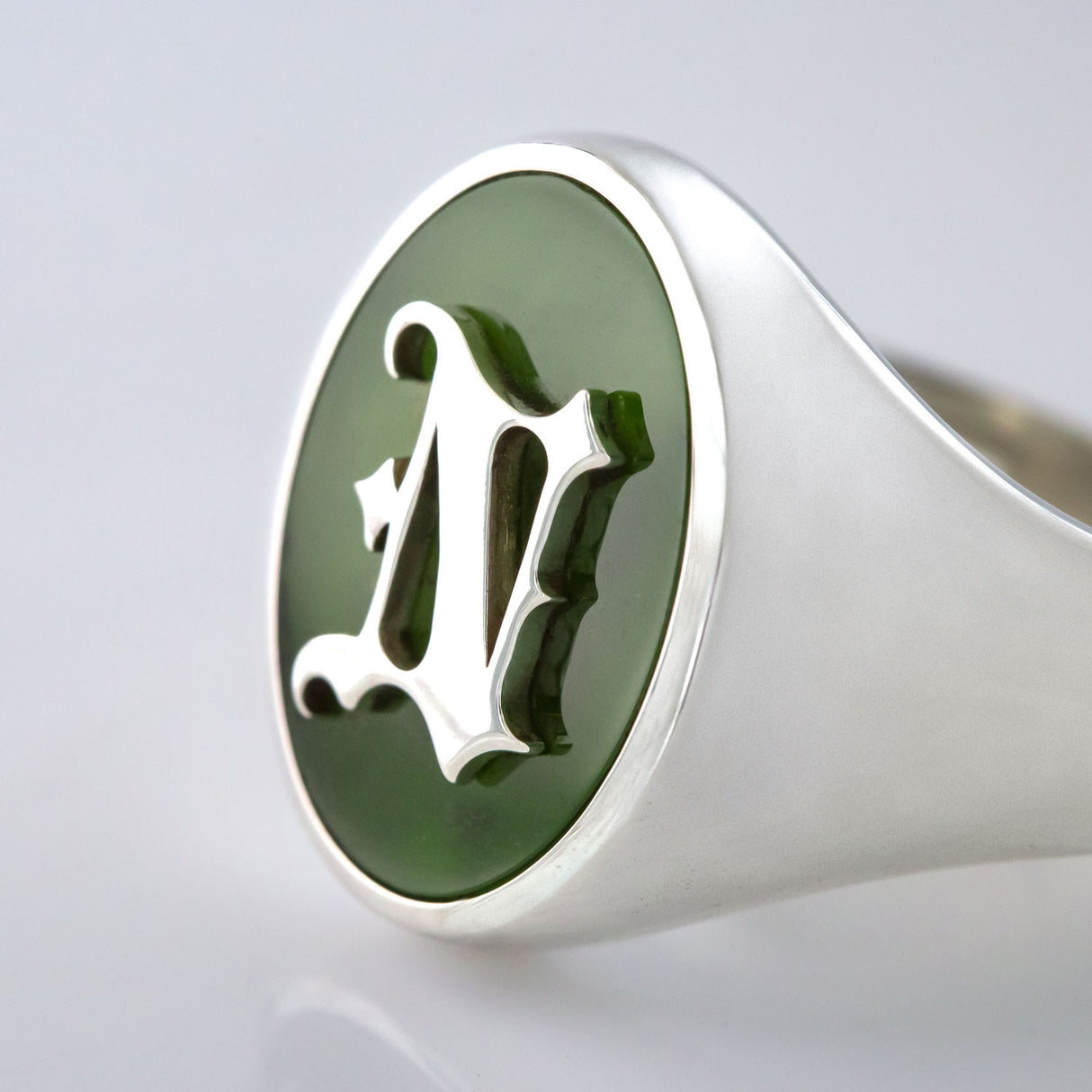"This is Me" Personalised Pounamu Initial Ring in Sterling Silver