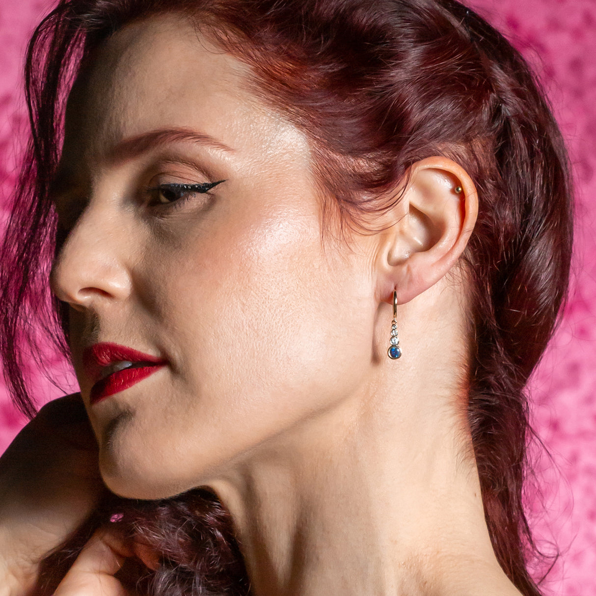 Blue Sapphire and Diamond Droplet Earrings