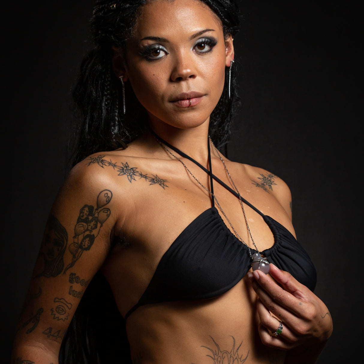 Venom Pendant with Misty Agate in Sterling Silver