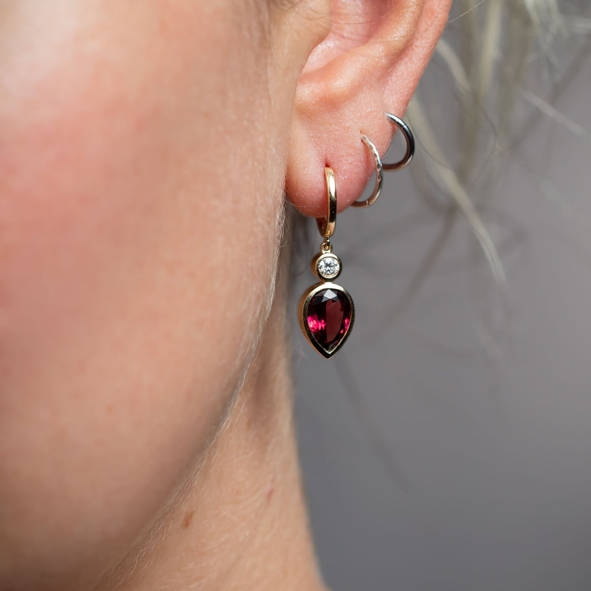 Athena's Tears Garnet and Diamond Drop Earrings