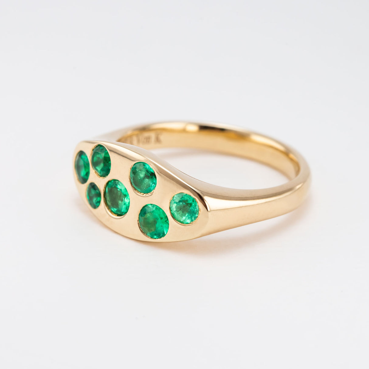 Emerald Signet Sprinkle Gold Ring