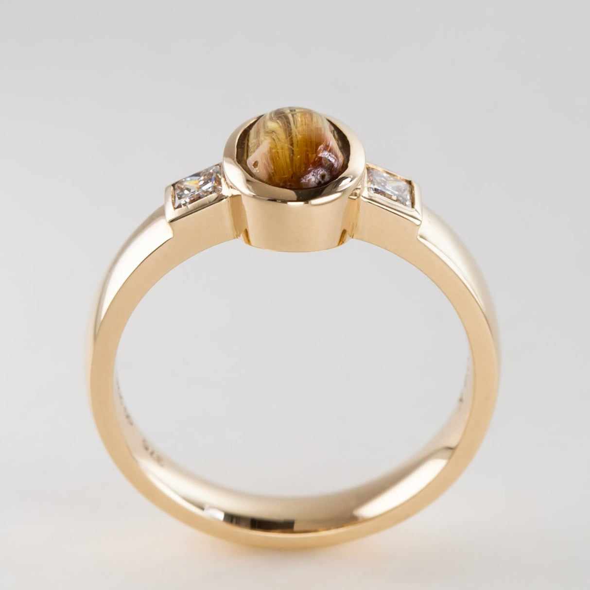Glittery Rutile Quartz Memories Ring in Gold with Diamonds