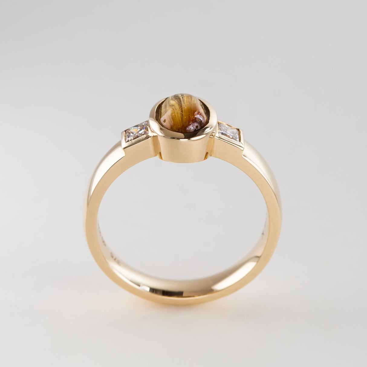 Glittery Rutile Quartz Memories Ring in Gold with Diamonds