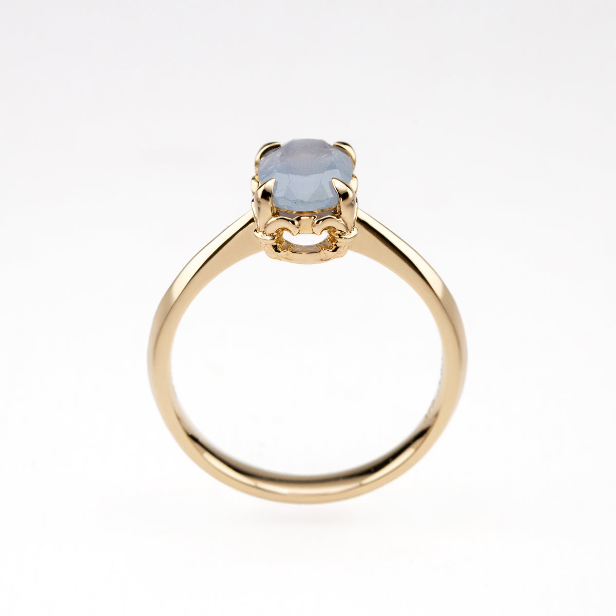 Misty Grey Sapphire Tiny Bloom Ring