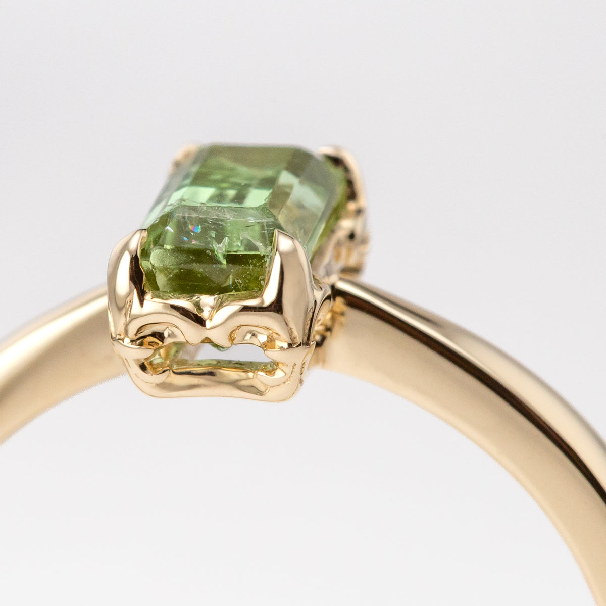 Lime Tourmaline Tiny Bloom Ring